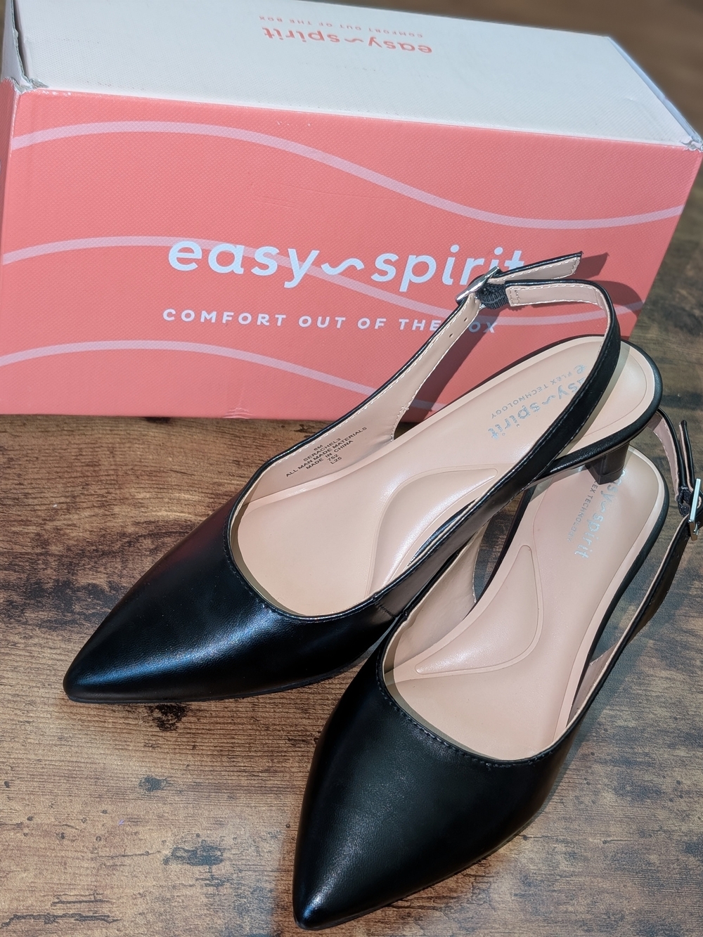 Easy Spirit Black Pointed-Toe Slingback Mules